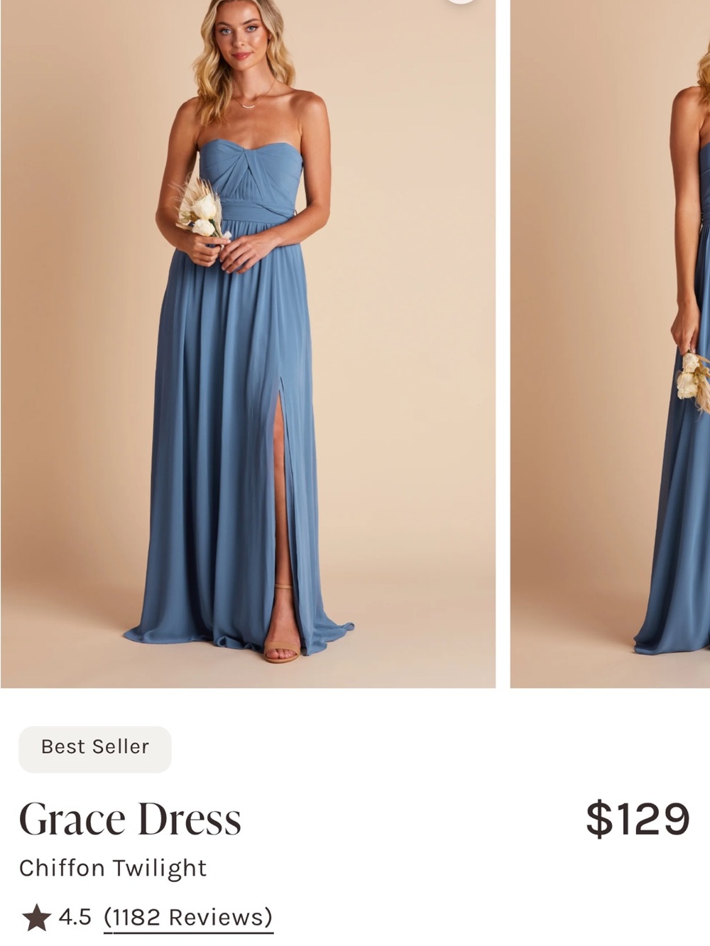 Birdy Grey Grace Strapless Chiffon Gown — Twilight Blue
